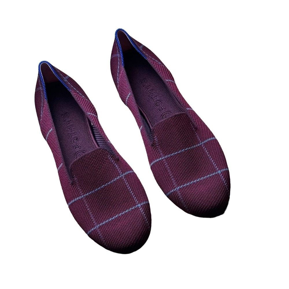 Rothy's The Plaid Slip On Loafer Lightweight Burgundy Grid Size W12.5 NWOB - Picture 5 of 10